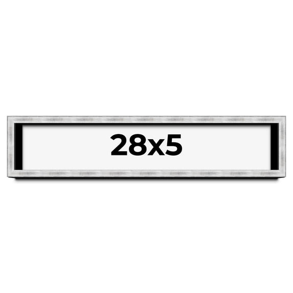 28x5 Frame Brushed Silver Solid Wood Picture Frame | 0.75 Inch Moulding Width | Rabbet Depth 0.75