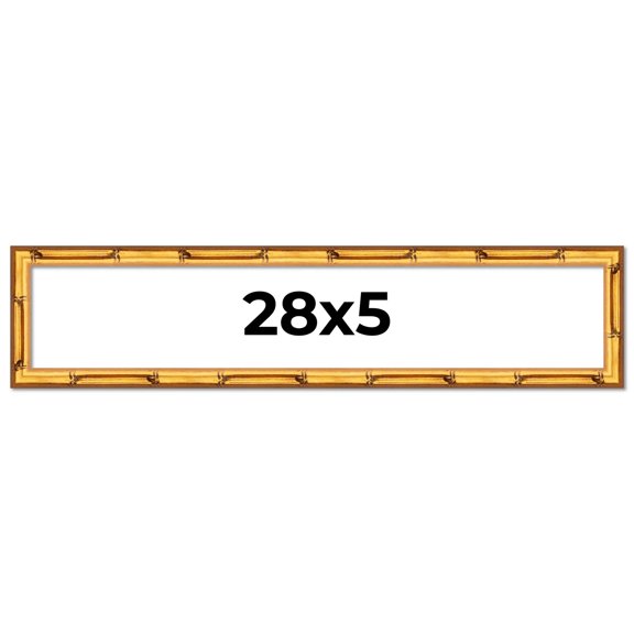 28x5 Frame Gold Bamboo Picture Frame - Complete Modern Photo Frame Includes UV Acrylic Shatter