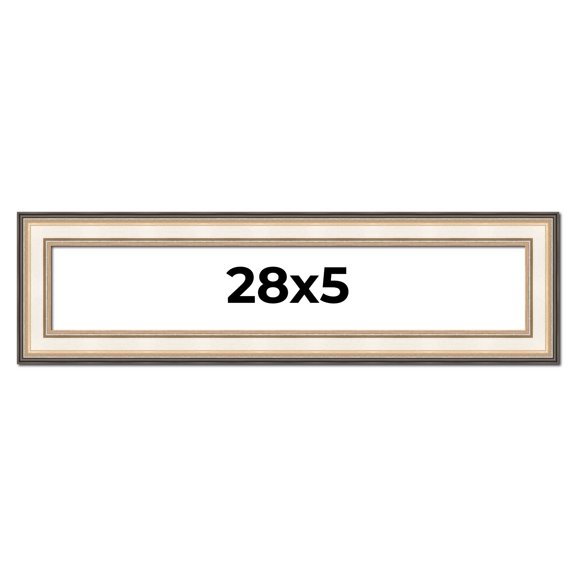 28x5 Frame Gold Silver Plein Aire 2" Inch Wide Moulding Solid Wood Picture Frame | Modena