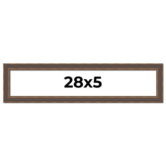 28x5 Frame Golden Caramel Solid Wood Bronze Picture Frame | 1.25 Inch Moulding Width | 0.5 Inch