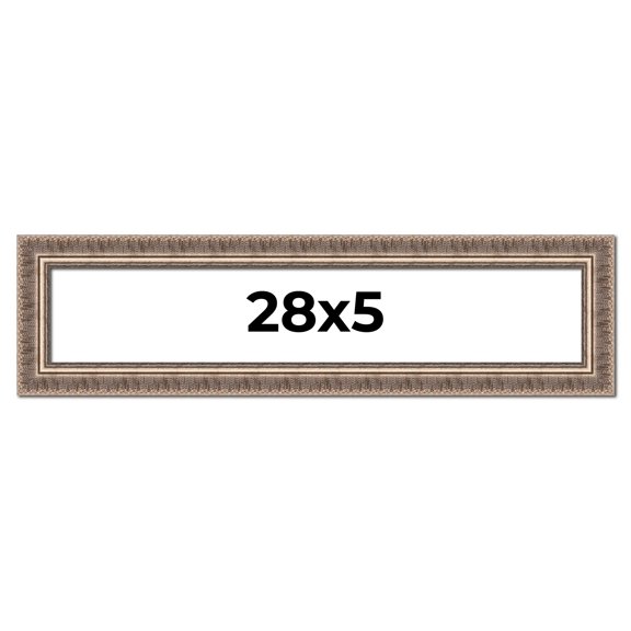 28x5 Frame Silver Harvest Ornate Solid Wood Picture Frame | 1.75 Inch Moulding Width |Mayflower