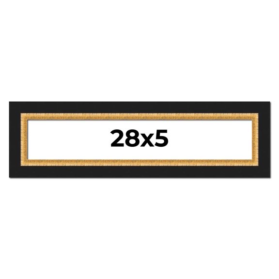 28x5 IN Frame Gold Real Wood Picture Frame Width 2.25 Inches | Interior Frame Depth 0.5 Inches |