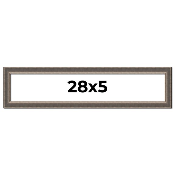 28x5 IN Frame Silver Real Wood Picture Frame Width 1.25 Inches | Interior Frame Depth 0.5 Inches |