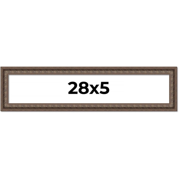 28x5 IN Ornate Brown Real Wood Picture Frame Width 1.5 Inches | Interior Frame Depth 0.5 Inches |