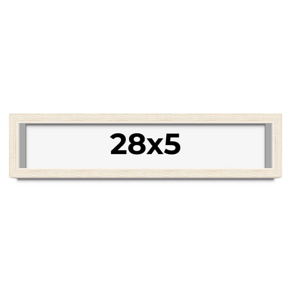 28x5 IN Shadow Box Frame White | 1.125 Inches Deep Real Wood Rustic Shadowbox Display Frame | UV