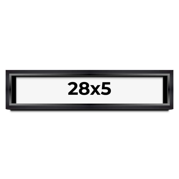 28x5 Shadow Box Frame Black | 1.25 inches Deep Real Wood Contemporary Shadowbox Display Frame | UV