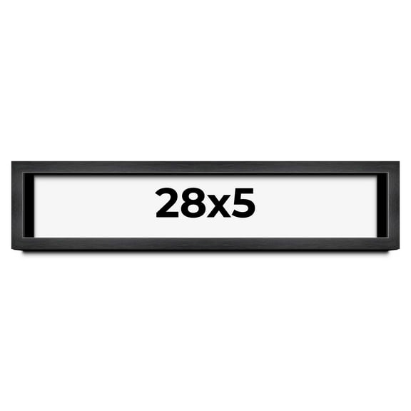 28x5 Shadow Box Frame Grey Charcoal Black | 0.875 Inches Deep | Wood Shadowbox Display Frame | UV