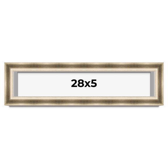 28x5 Shadow Box Frame Silver | 1.75 inches Deep Real Wood Traditional Shadowbox Display Frame | UV