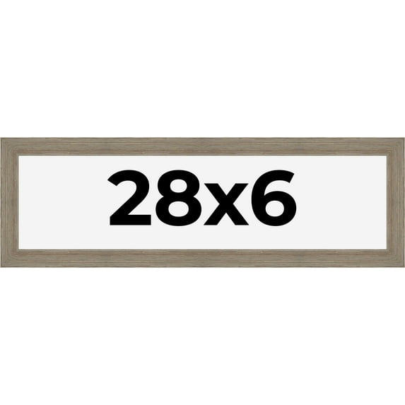 28x6 Frame Gray Barnwood Rustic Solid Wood Picture Frame | 1.5 Inch Moulding Width | Includes UV