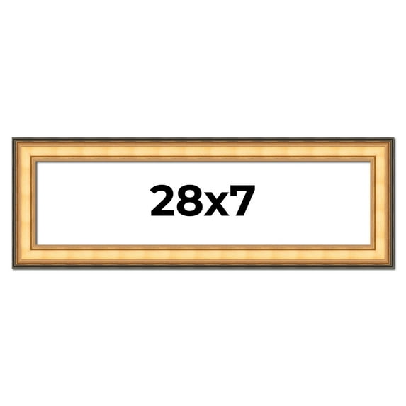 28x7 Frame Gold Plein Aire Solid Wood Picture Frame Width 2 Inches | Interior Frame Depth 0.5