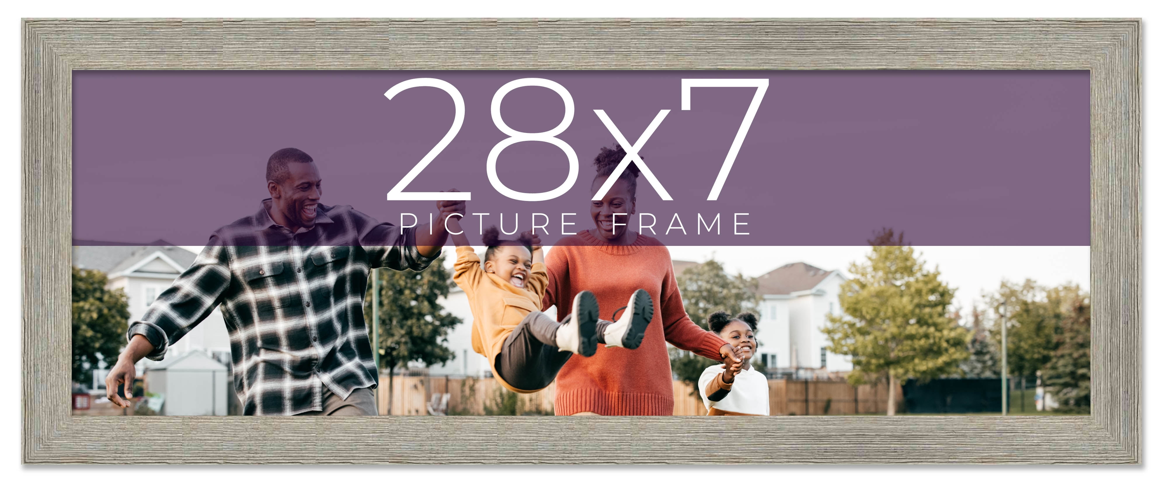 28x7 Frame Grey Real Wood Picture Frame Width 1.5 Inches | Interior ...