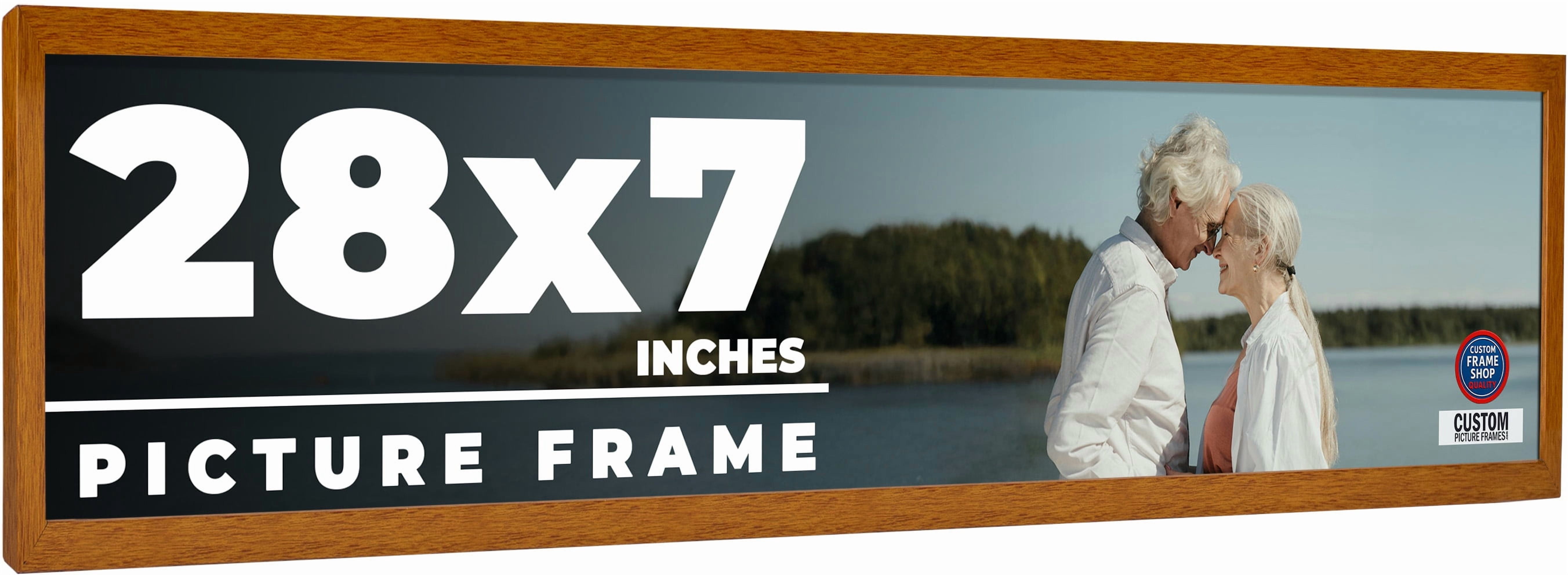 28x7 Honey Brown Real Wood Picture Frame Width 0.75 inches | Interior ...