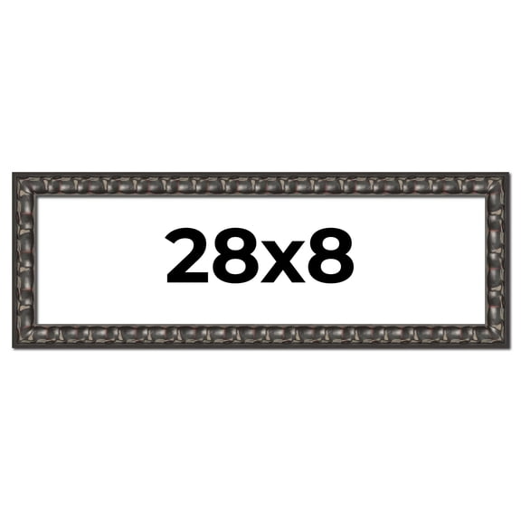 28x8 Frame Black-Brown Medieval Solid Wood Picture Frame | 1.5 Inch Moulding Width | Gotham Beveled