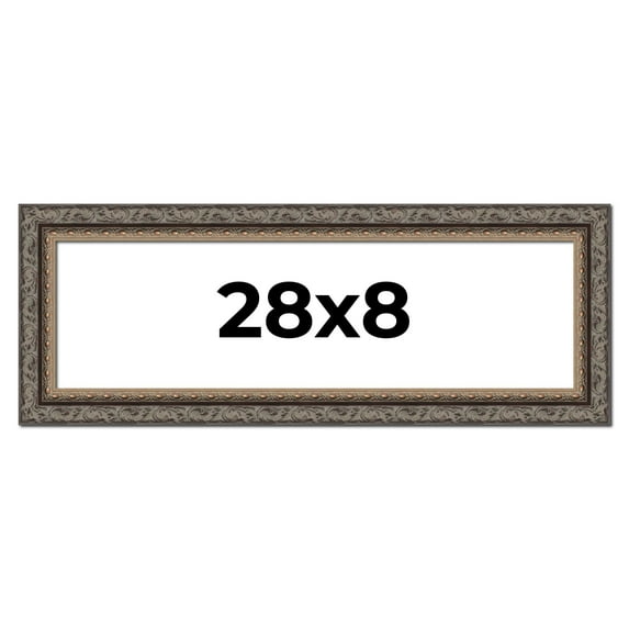 28x8 Frame Black Real Wood Picture Frame Width 2 inches | Interior Frame Depth 0.5 inches | Fitz