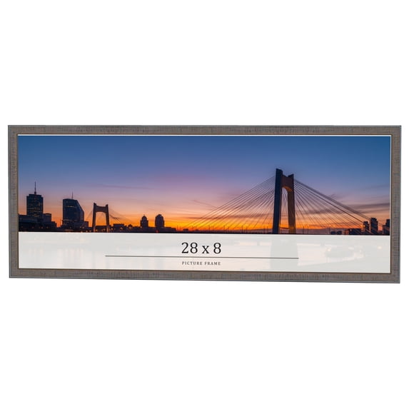 28x8 Frame Blue Kingsley Pewter Solid Wood Picture Frame Width 0.75 Inches |Interior Depth 0.5