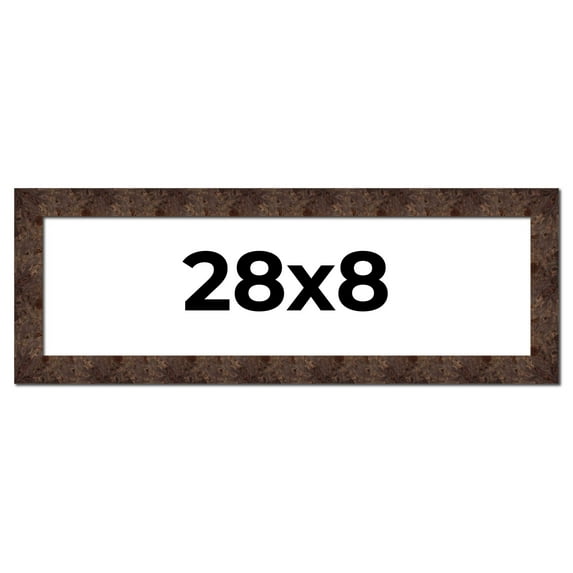 28x8 Frame Brown Burl Real Wood Picture Frame Width 1.625 Inches | Interior Frame Depth 0.5 Inches