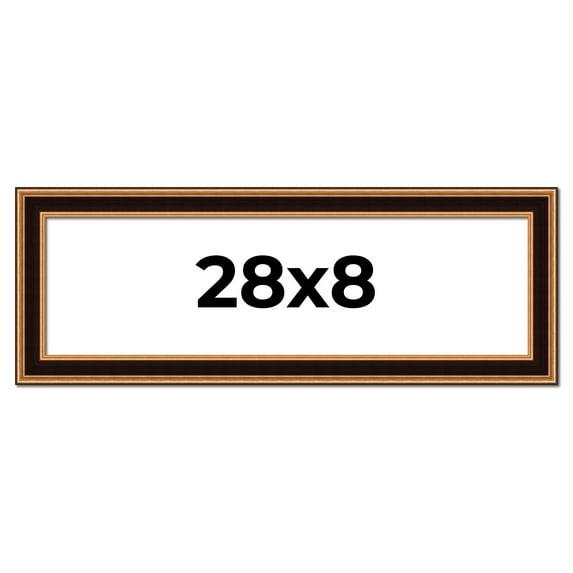 28x8 Frame Gold Brown Plein Air Vintage Solid Wood Picture Frame | 1.75 Inches Moulding Width |