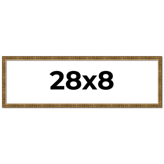 28x8 Frame Gold Solid Wood Picture Frame - Complete Modern Photo Frame Includes UV Acrylic