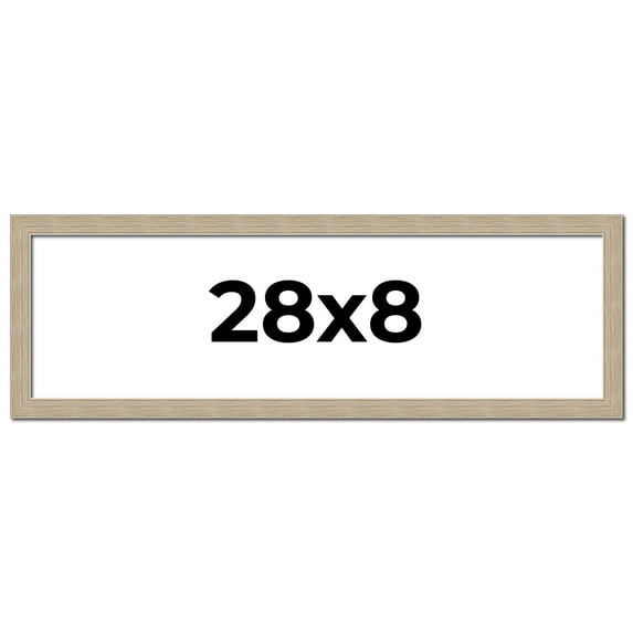 28x8 Frame Grey Solid Wood Picture Frame Width 1 Inches | Interior Frame Depth 0.5 Inches |
