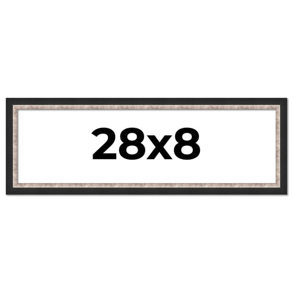 28x8 Frame Silver Real Wood Picture Frame Width 1.25 Inches | Interior Frame Depth 0.75 Inches |