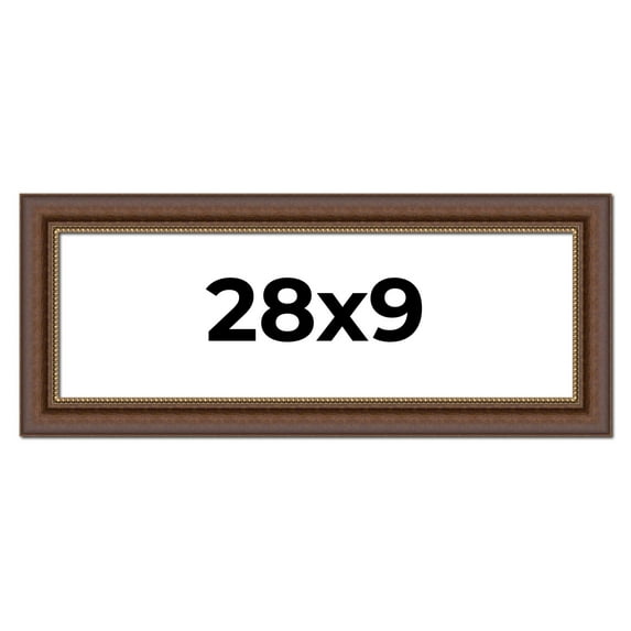 28x9 Copper and Brown Real Wood Picture Frame Width 2 inches | Interior Frame Depth 0.5 inches |
