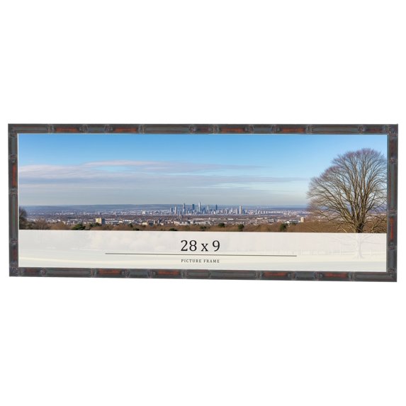 28x9 Frame Brown Bamboo with Dark Coffee/Walnut Finish | Solid Wood Picture Frame Width 0.75 Inches