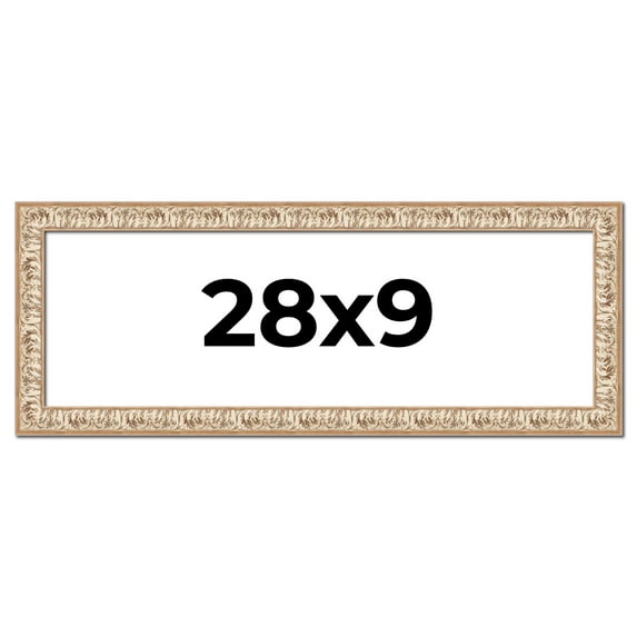 28x9 Frame White Real Wood Picture Frame Width 1.5 inches | Interior Frame Depth 0.5 inches |