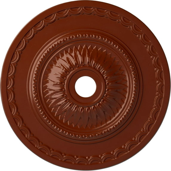 29 1/2"OD x 3 5/8"ID x 1 5/8"P Sunflower Ceiling Medallion (Fits Canopies up to 5 5/8"), Hand-Painted Firebrick