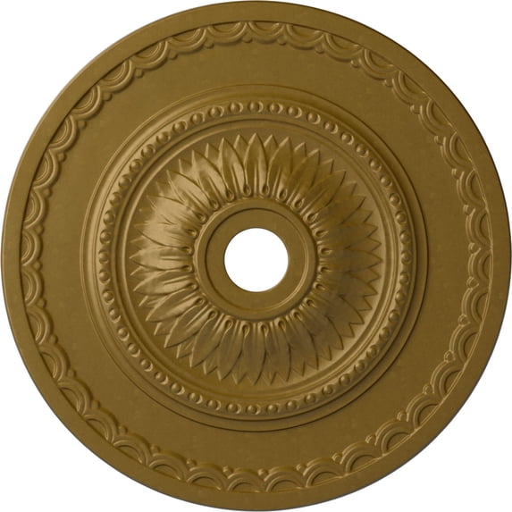 29 1/2"OD x 3 5/8"ID x 1 5/8"P Sunflower Ceiling Medallion (Fits Canopies up to 5 5/8"), Hand-Painted Gold