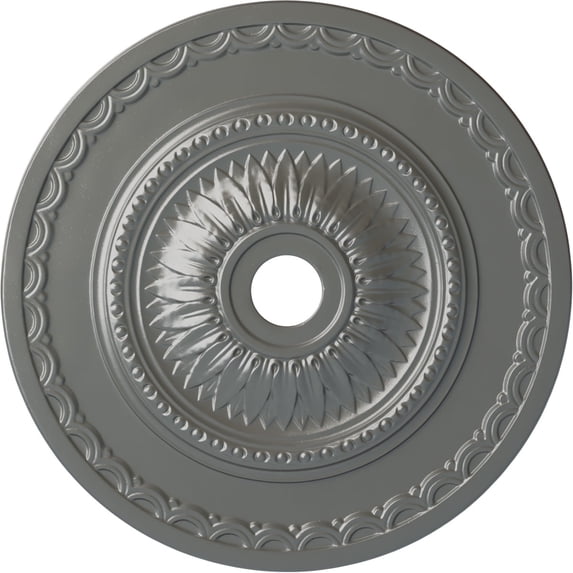 29 1/2"OD x 3 5/8"ID x 1 5/8"P Sunflower Ceiling Medallion (Fits Canopies up to 5 5/8"), Hand-Painted Silver