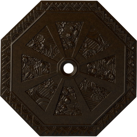 29 1/8"OD x 2 1/4"ID x 1 1/8"P Spring Octagonal Ceiling Medallion (Fits Canopies up to 3"), Hand-Painted Bronze