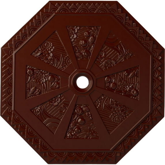 29 1/8"OD x 2 1/4"ID x 1 1/8"P Spring Octagonal Ceiling Medallion (Fits Canopies up to 3"), Hand-Painted Brushed Mahogany