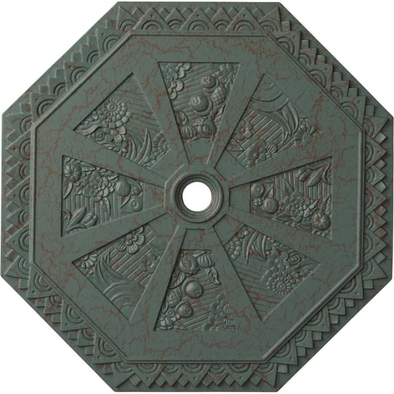 29 1/8"OD x 2 1/4"ID x 1 1/8"P Spring Octagonal Ceiling Medallion (Fits Canopies up to 3"), Hand-Painted Cloud Burst Crackle