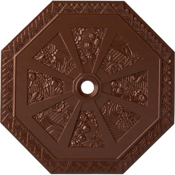 29 1/8"OD x 2 1/4"ID x 1 1/8"P Spring Octagonal Ceiling Medallion (Fits Canopies up to 3"), Hand-Painted Copper Penny