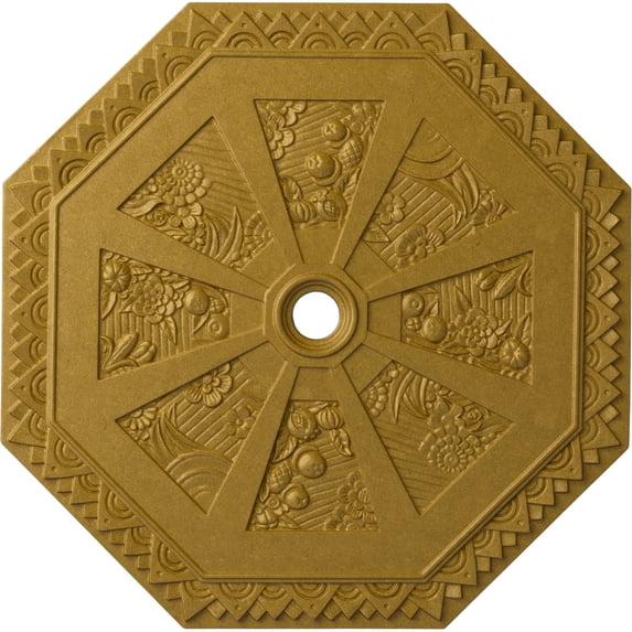 29 1/8"OD x 2 1/4"ID x 1 1/8"P Spring Octagonal Ceiling Medallion (Fits Canopies up to 3"), Hand-Painted Pharaohs Gold