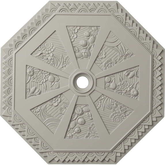 29 1/8"OD x 2 1/4"ID x 1 1/8"P Spring Octagonal Ceiling Medallion (Fits Canopies up to 3"), Hand-Painted Pot of Cream