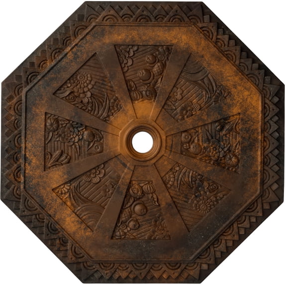 29 1/8"OD x 2 1/4"ID x 1 1/8"P Spring Octagonal Ceiling Medallion (Fits Canopies up to 3"), Hand-Painted Rust
