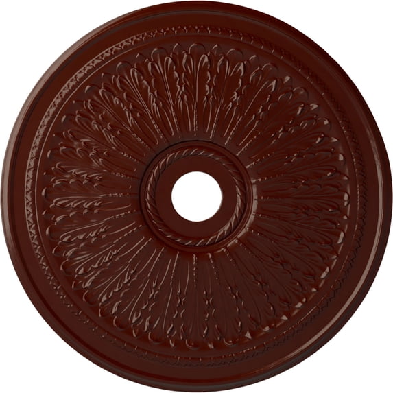 29 1/8"OD x 3 5/8"ID x 1"P Oakleaf Ceiling Medallion (Fits Canopies up to 6 1/4"), Hand-Painted Brushed Mahogany