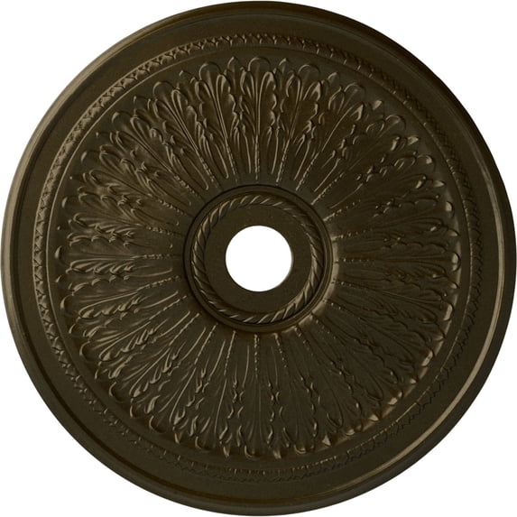29 1/8"OD x 3 5/8"ID x 1"P Oakleaf Ceiling Medallion (Fits Canopies up to 6 1/4"), Hand-Painted Green Gold