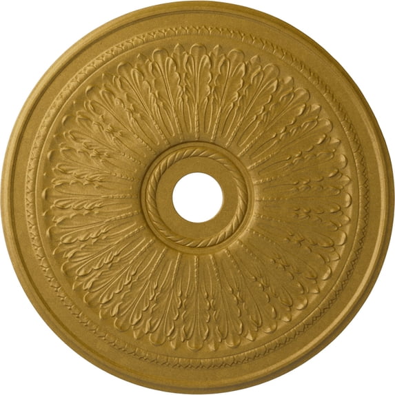 29 1/8"OD x 3 5/8"ID x 1"P Oakleaf Ceiling Medallion (Fits Canopies up to 6 1/4"), Hand-Painted Pharaohs Gold