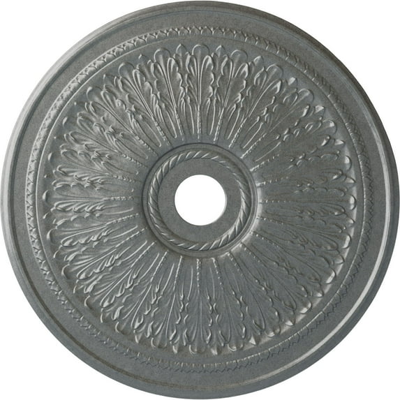 29 1/8"OD x 3 5/8"ID x 1"P Oakleaf Ceiling Medallion (Fits Canopies up to 6 1/4"), Hand-Painted Platinum