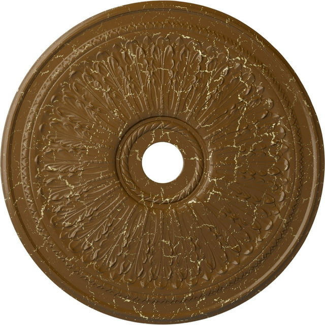 29 1/8"OD x 3 5/8"ID x 1"P Oakleaf Ceiling Medallion (Fits Canopies up to 6 1/4"), Hand-Painted Smokey Topaz Crackle