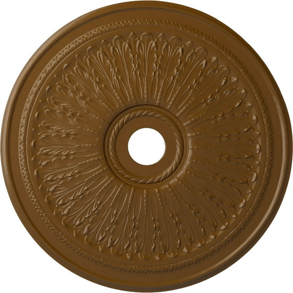 29 1/8"OD x 3 5/8"ID x 1"P Oakleaf Ceiling Medallion (Fits Canopies up to 6 1/4"), Hand-Painted Smokey Topaz