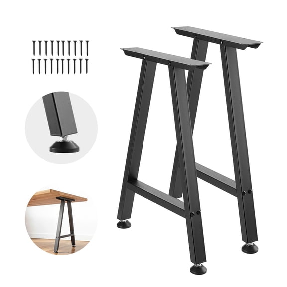 29.1" Heavy Table Legs Set of 2, Trapezoid Steel, 2204 lb Load, Modular Easy Assembly for Desk Coffee Table, Black