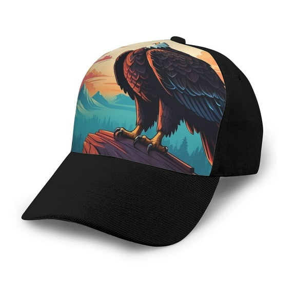 Yiaed Cartoon Iceberg Bald Eagle Print Baseball Cap Dad Hat Polo Style Plain Blank Adjustable Size