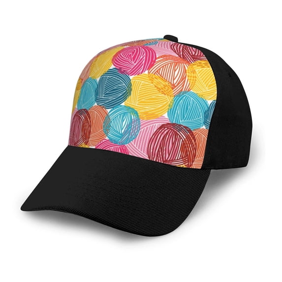Yiaed Colorful Wool Balls Print Baseball Cap Dad Hat Polo Style Plain Blank Adjustable Size