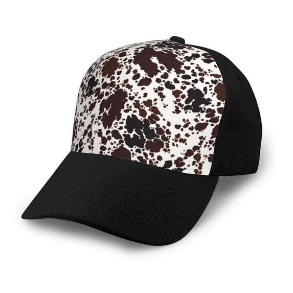 Yiaed Cow Skin Print Baseball Cap Dad Hat Polo Style Plain Blank Adjustable Size