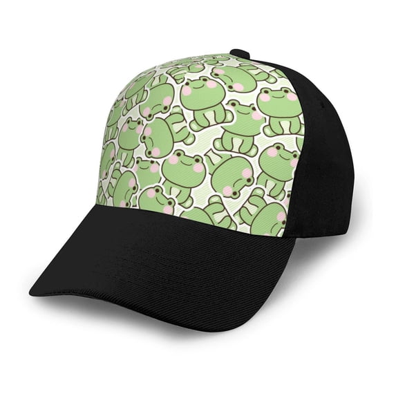 Yiaed Cute Frog Print Baseball Cap Dad Hat Polo Style Plain Blank Adjustable Size