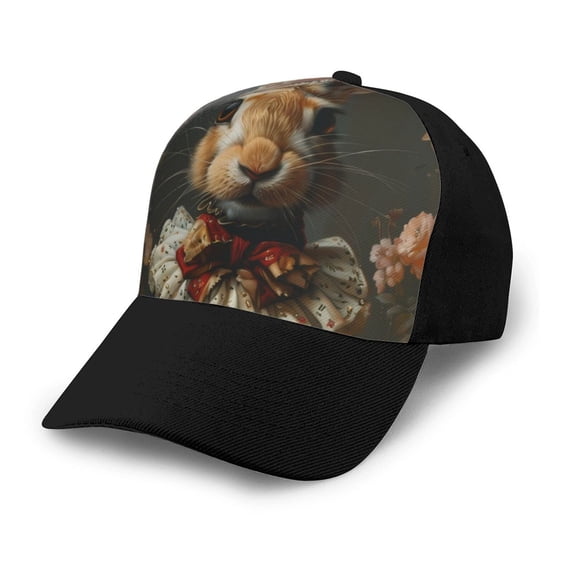 Yiaed Palatial Style Flower Rabbit Print Baseball Cap Dad Hat Polo Style Plain Blank Adjustable Size