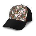 thumbnail image 1 of Yiaed Rabbits on Floral Print Baseball Cap Dad Hat Polo Style Plain Blank Adjustable Size, 1 of 5